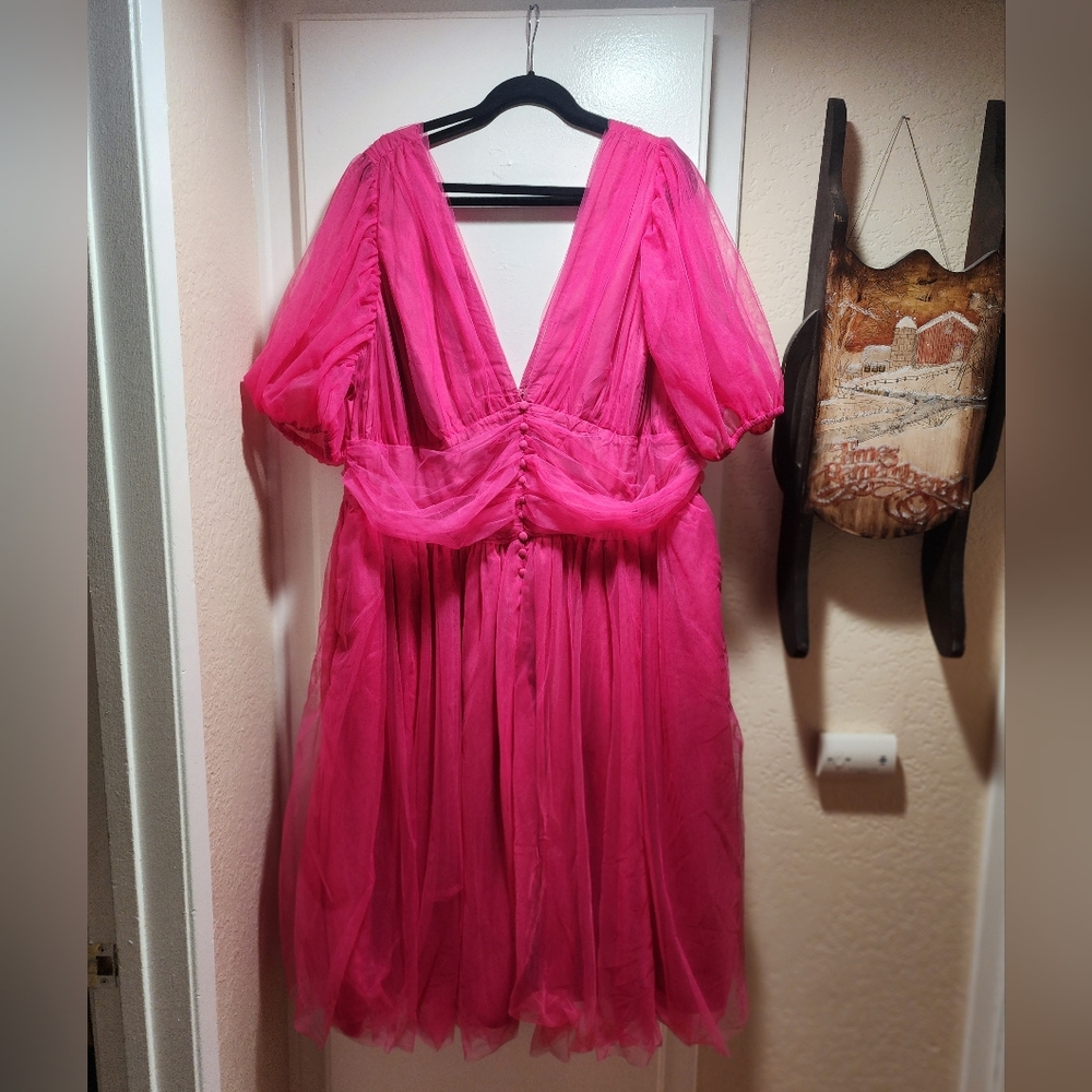 Hot Pink Eshakti Tulle Dress - NWOT - Party Size 28W